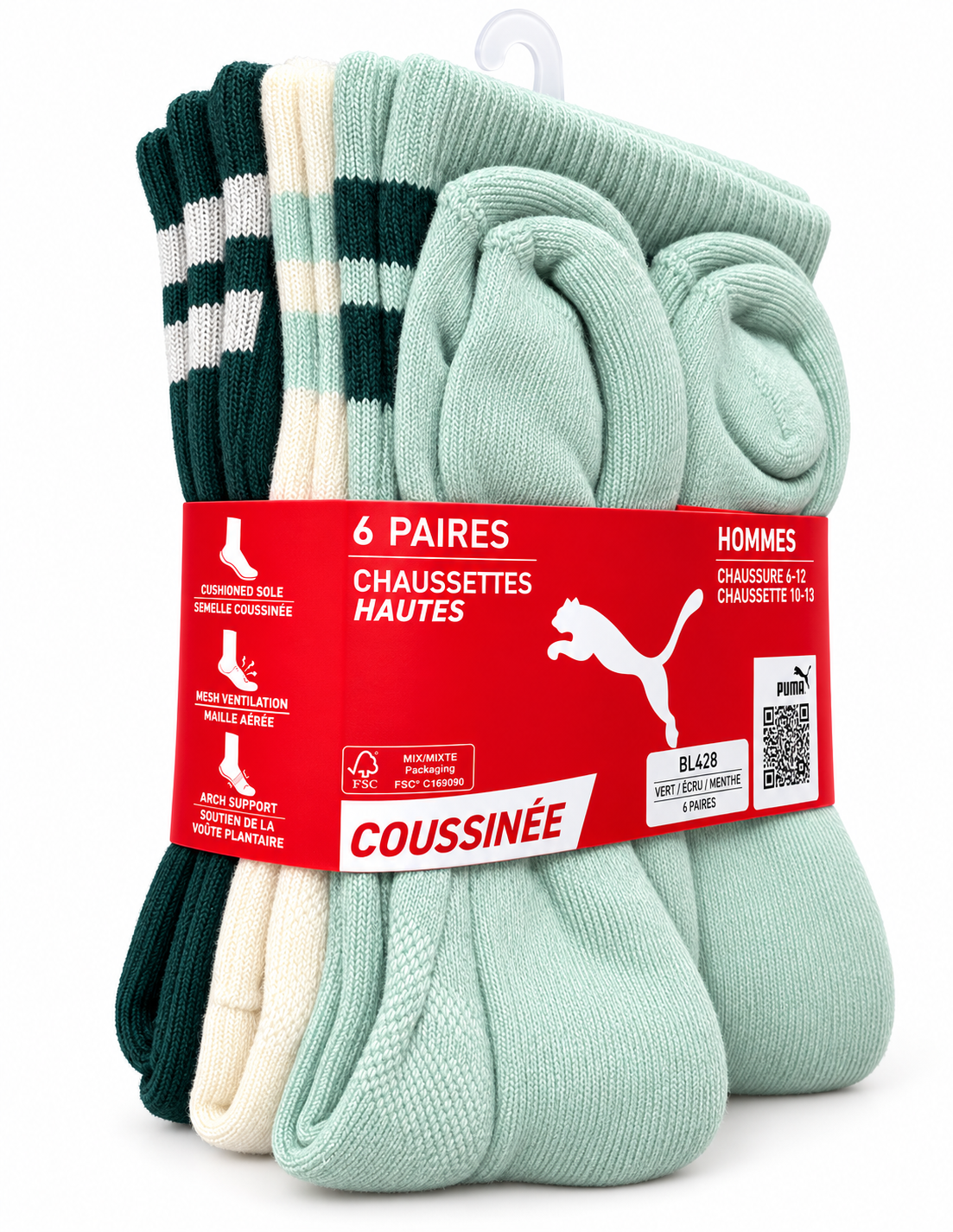 CALCETA PUMA LARGA CABALLERO 6PACK